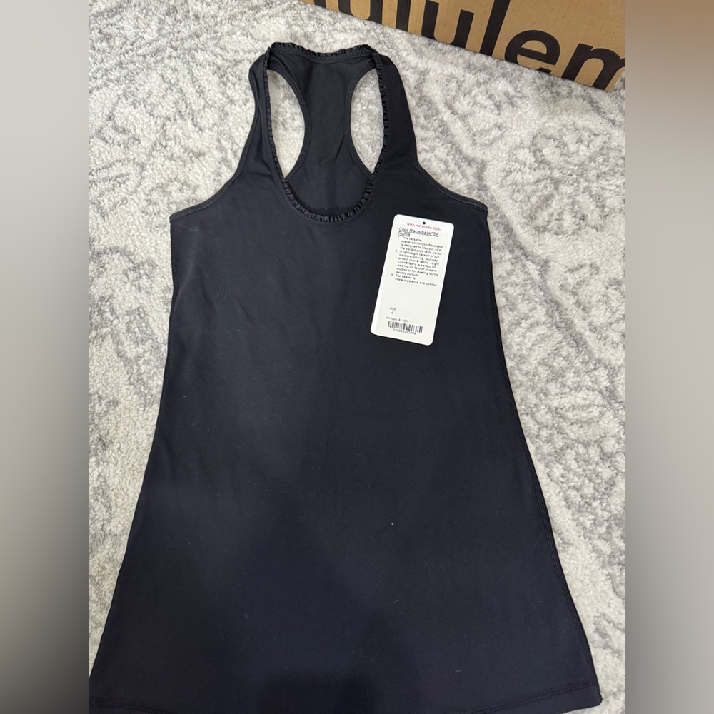 Lululemon Cool Racerback *SE ruffle Black Tank Top
